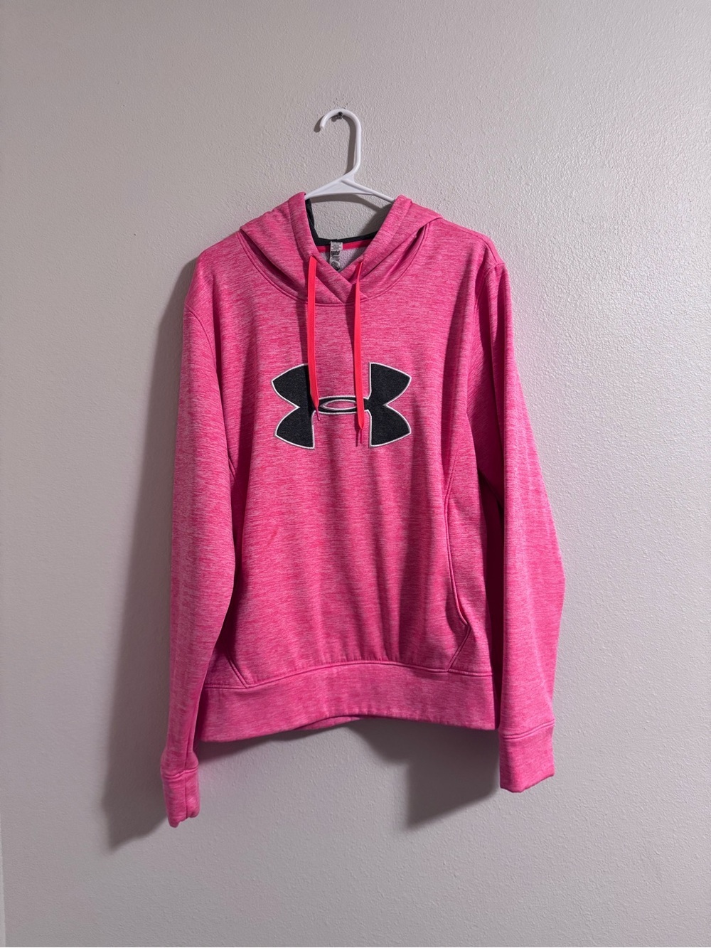 Under Armour Women's Hot Pink Pullover Hoodie with Black Logo